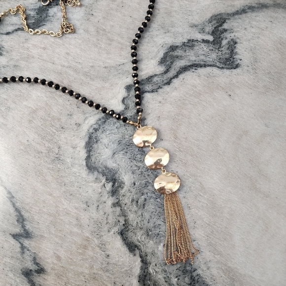 Midnight Elegance Gold Disc Necklace - Picture 1 of 6